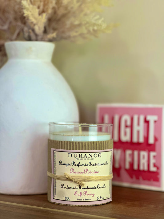 Bougie Traditionnelle Durance – Douce Pivoine – 180 g