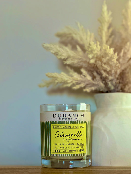 Bougie Traditionnelle Durance – Citronnelle & Géranium – 180 g