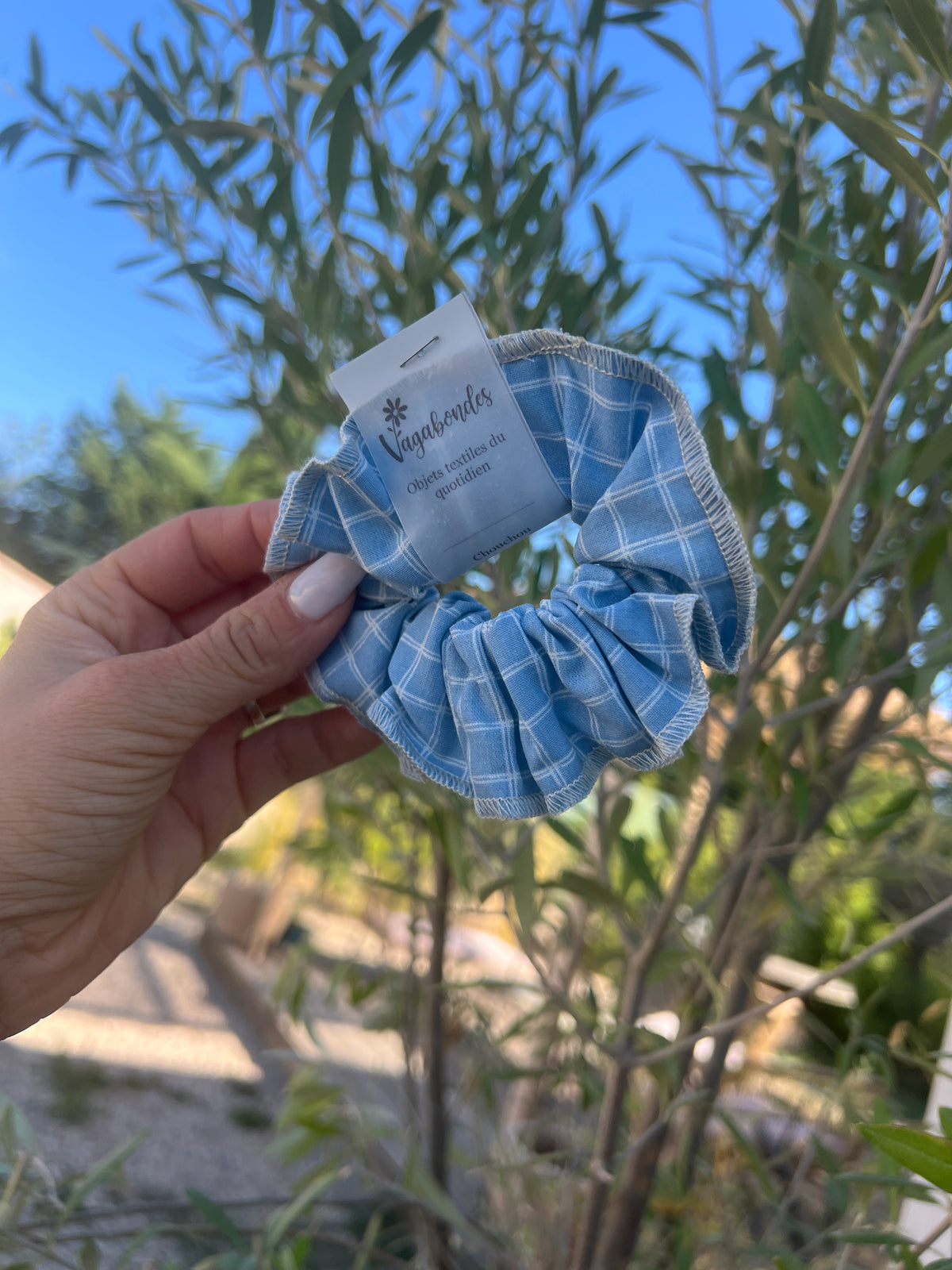 Chouchou artisanal en tissu – Fabriquée en France Jules Bleu